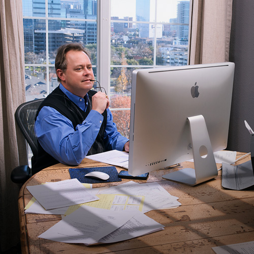 Photo of Jeff Kessel auditing from his home office in Dallas, Texas